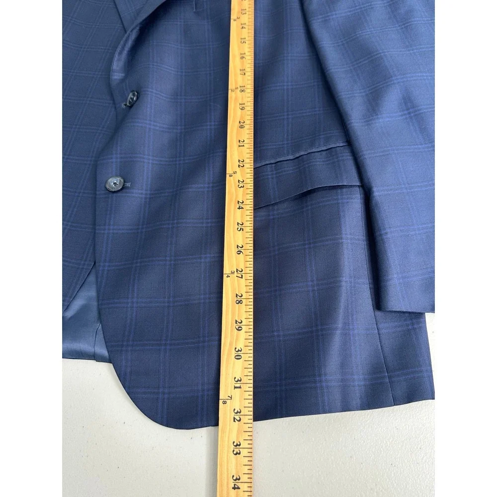 Peter Millar Sport Coat 46R Blue Plaid Pure Virgin Wool 2-Button Blazer Canada
